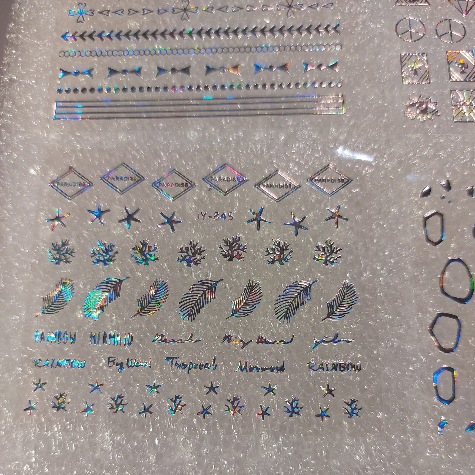 5 X Small Sheets Of Silver Nail Art Stickers (Dn419) New
