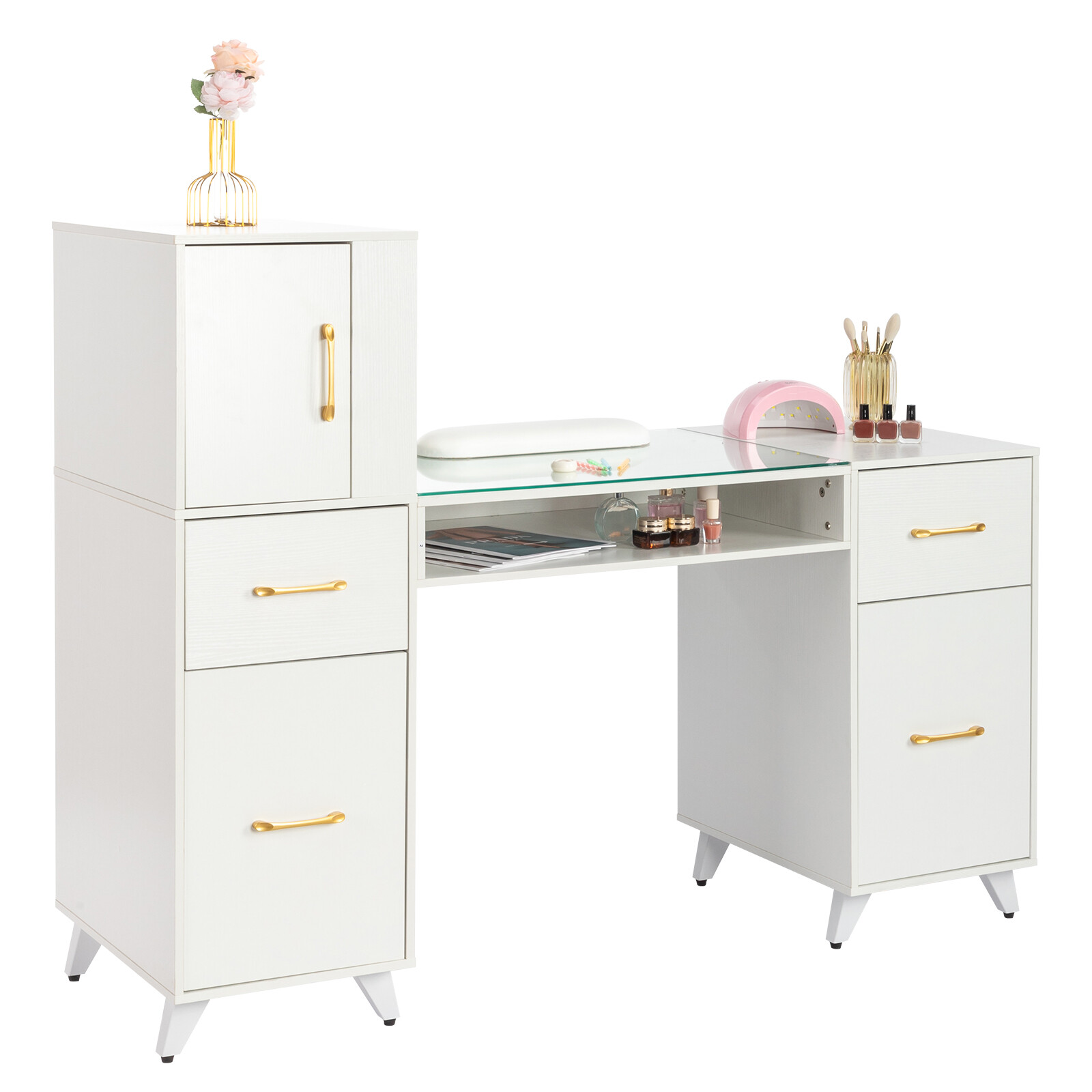Manicure Table Nail Station Makeup Desk with Drawers Beauty Salon