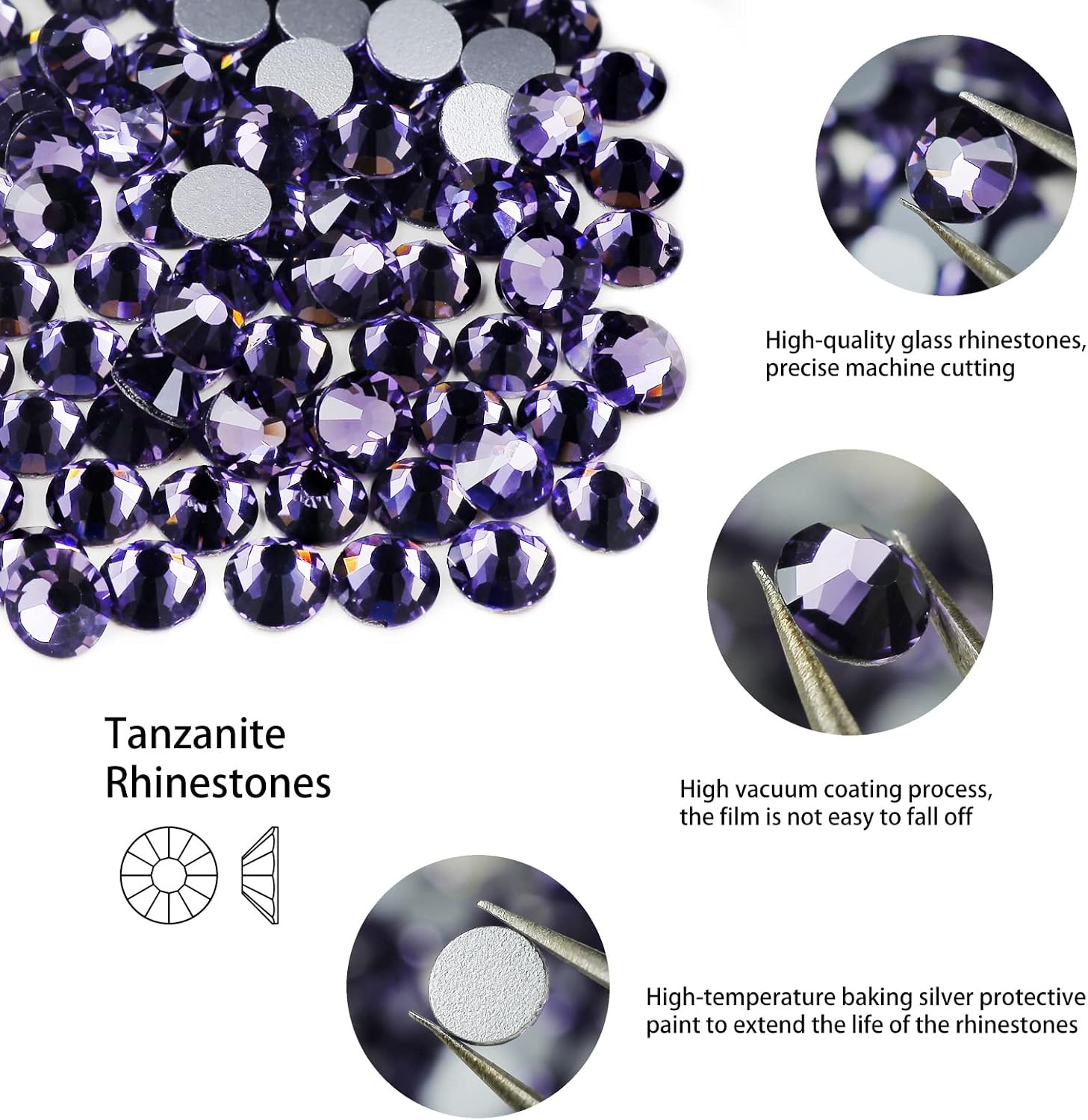 Ss20 1440 Pcs Purple Flatback Rhinestones, 10 Gorss 5Mm Bling Tanzanite Glass Rh