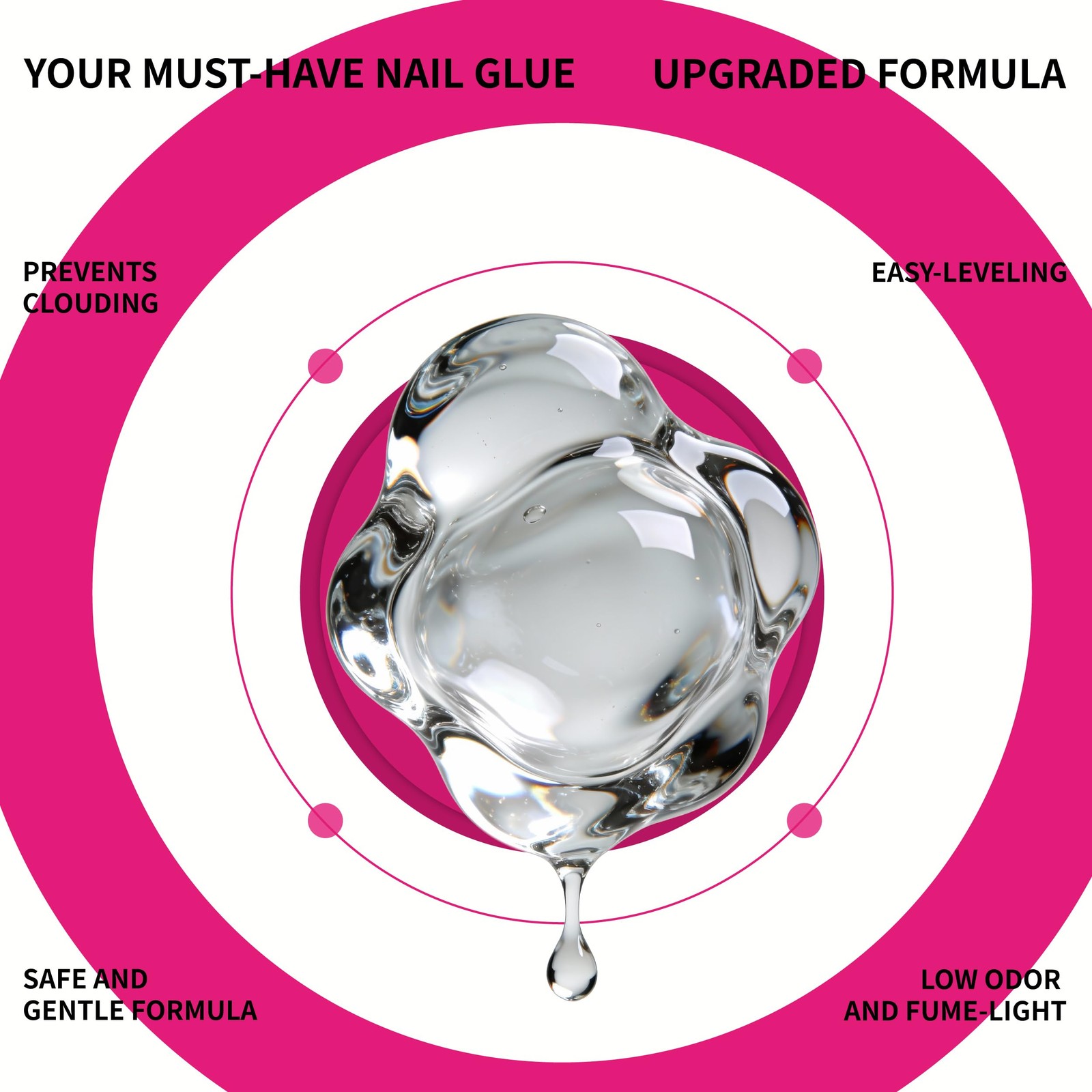 Nail Glue Gel, 15ml, Strong Hold 2 in 1 Nail Gel Glue and Base Coat for Press…