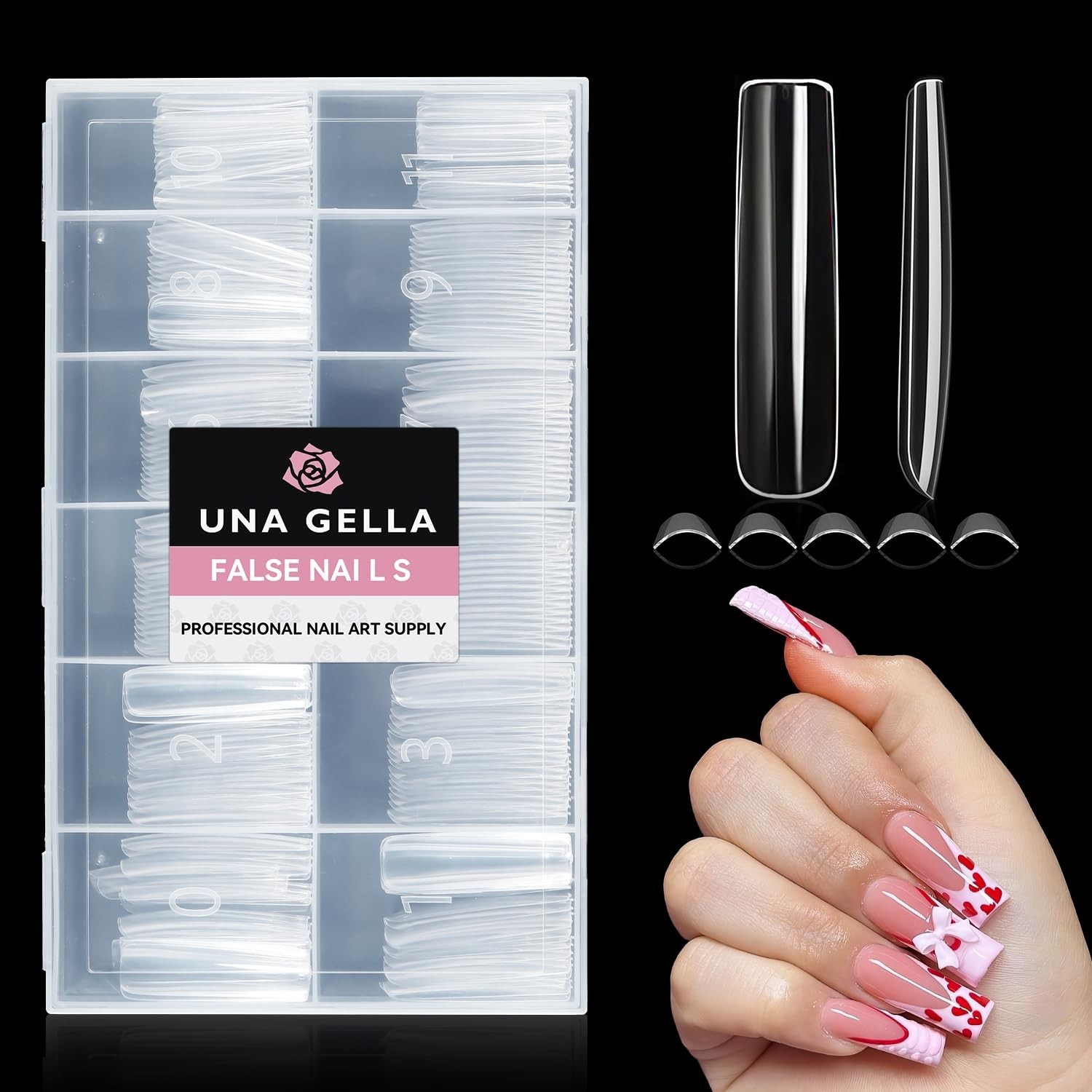 XXL Long Square Nail Tips – 216PCS No C Curve Full Cover Gel for Salon-Qualit…