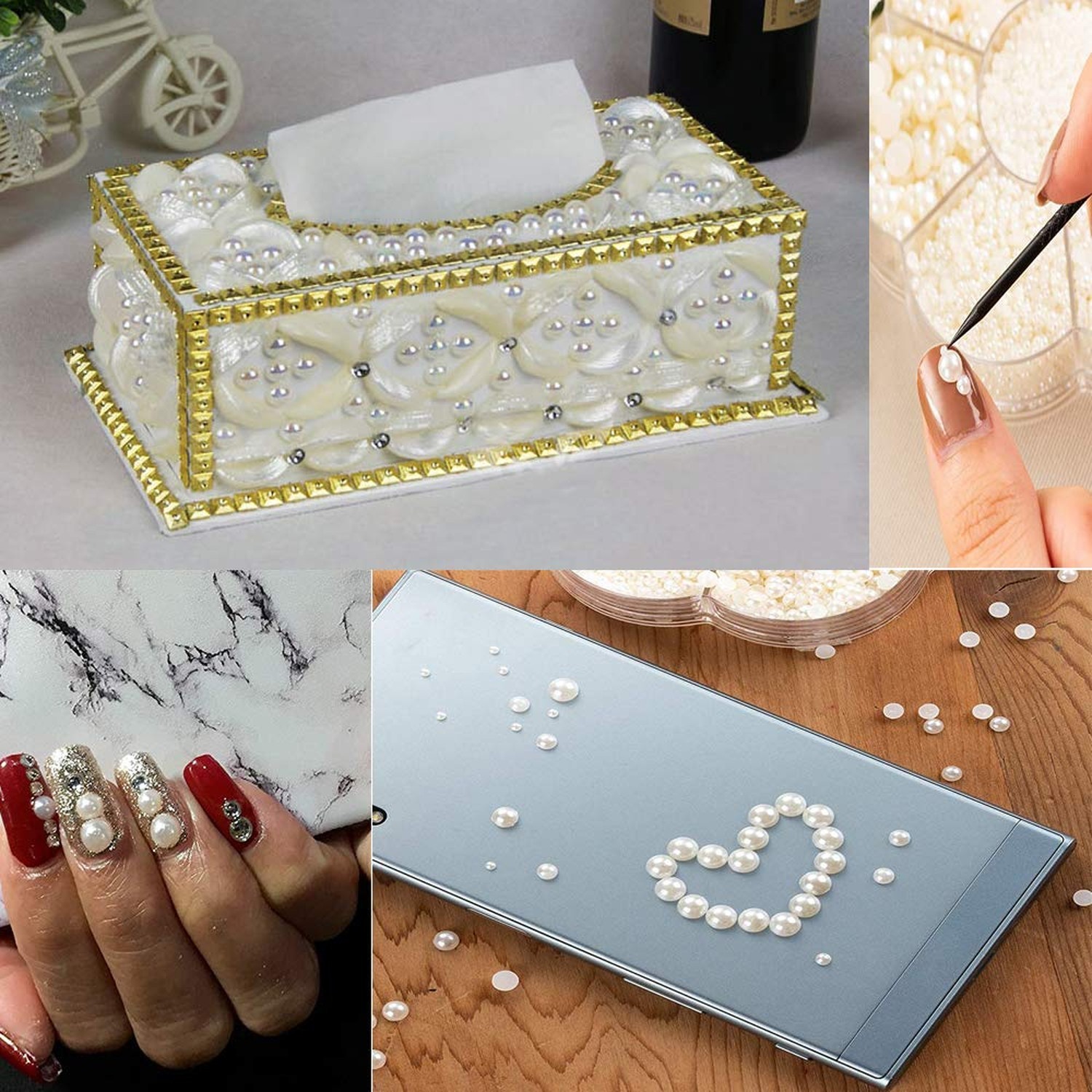 3000Pcs 1 Bag ABS Pearls Round Flatback Imitation Half Loose Beads Gem Assort…