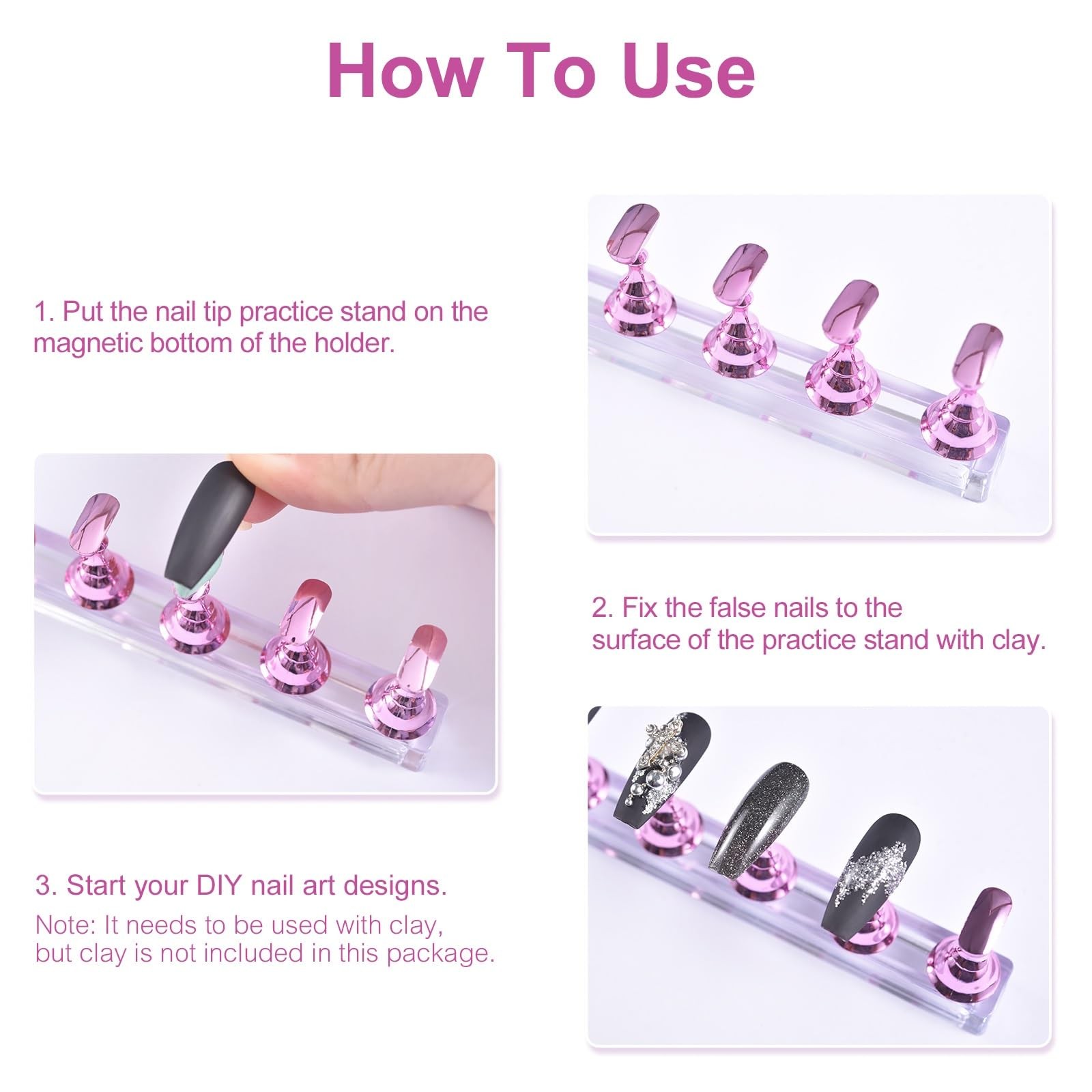 siyuwuro 2 Sets Nail Stand for Press on Nails Art Display Practice Fake Nail …