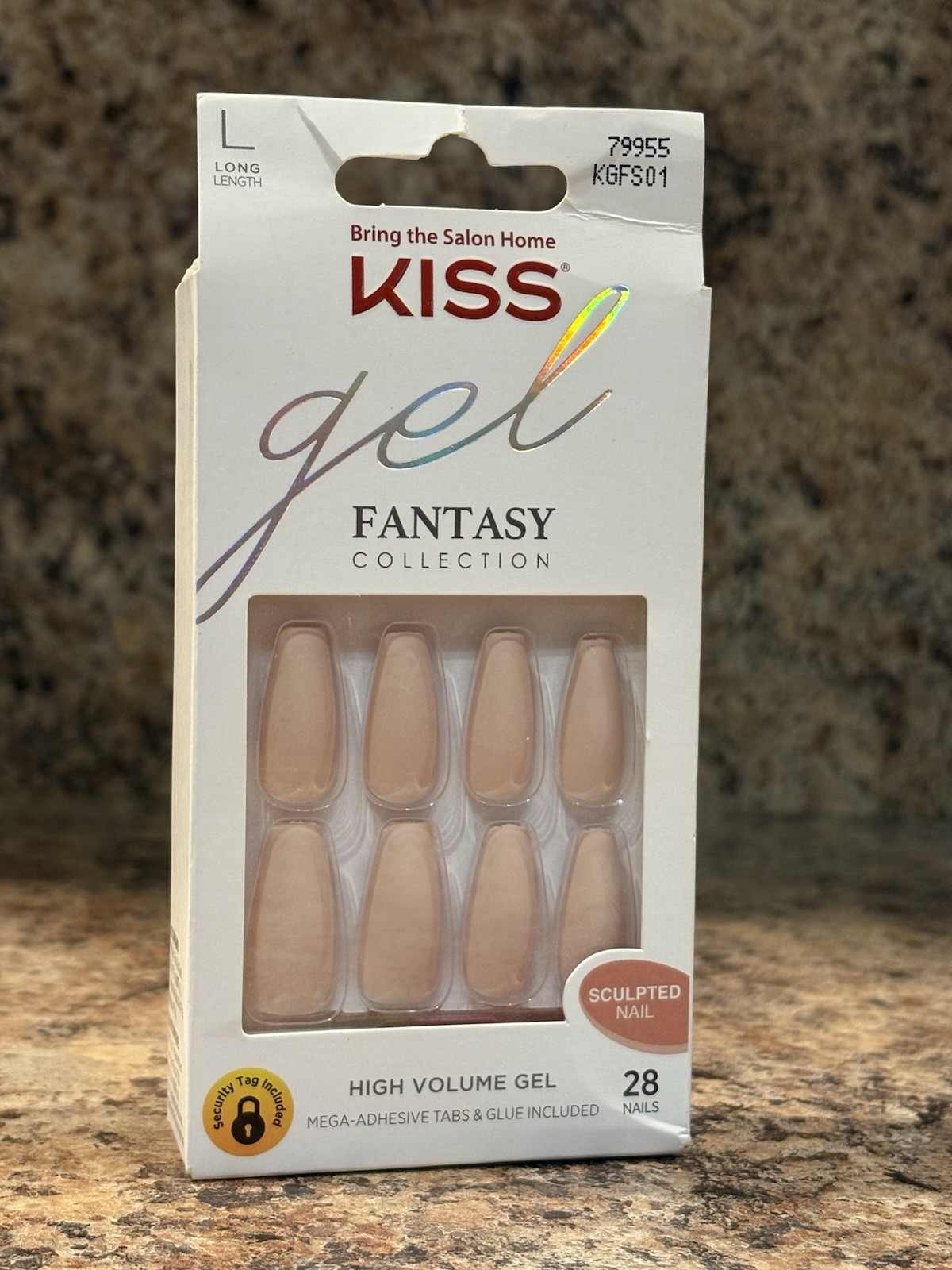 Kiss Nails Gel Fantasy Collection Sculpted Nail Long Matte Pink Nude #79955