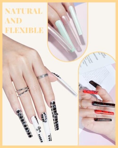 Extra Long Tapered Square Nail Tips, 240 240PCS Extra Long Square Nail Tips