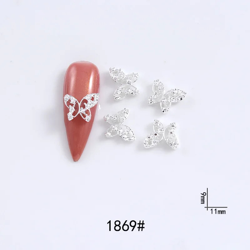 20Pcs Nail Art Butterfly Metal 3D Decals Alloy Gold/Silver/White Butterfly Shape