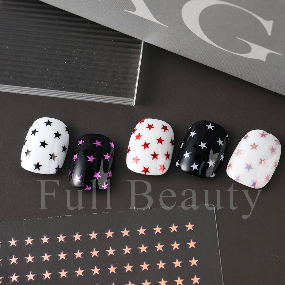 Stars Nail Art Stickers Decals 6 Sheets Supplies Self-Adhesive Peel SO285 NS53