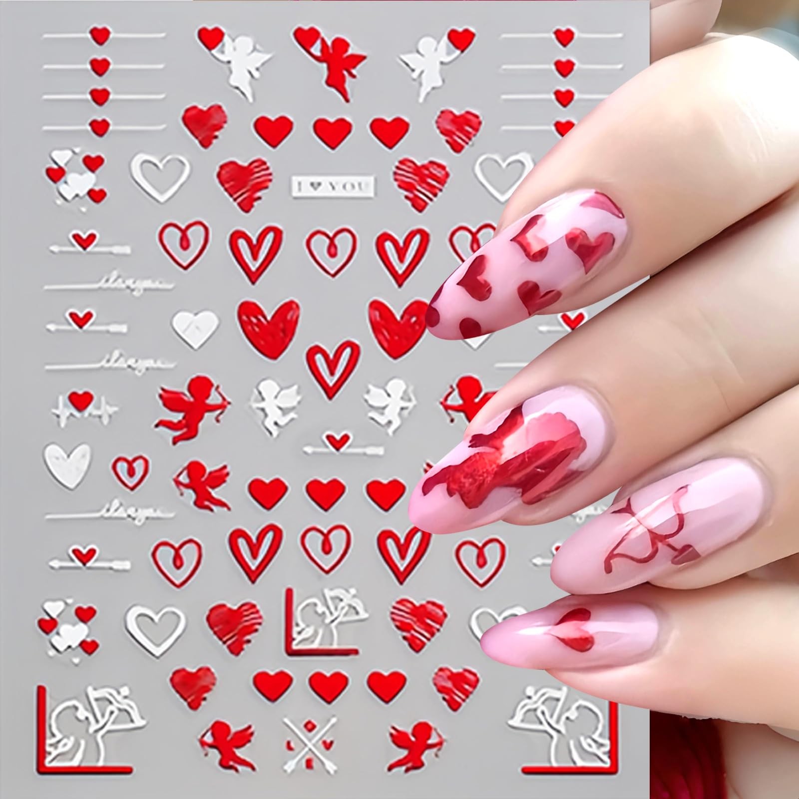 Valentine’s Day Heart Nail Art Decals Self-Adhesive DIY Manicure Decorations
