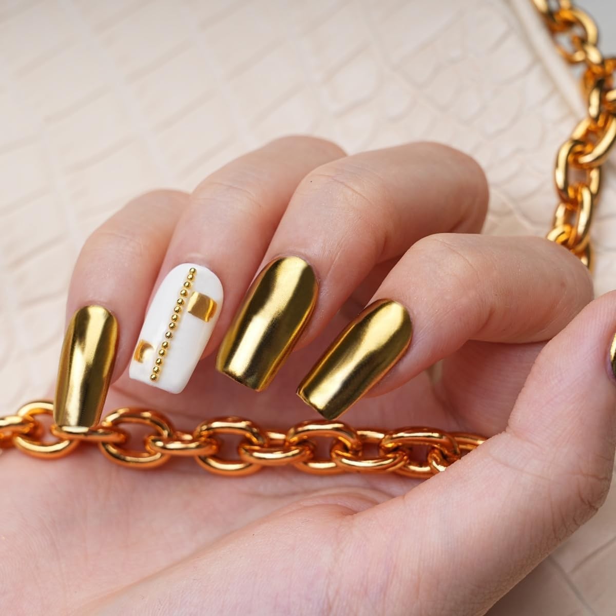 Gold Chrome Nail Powder, Gold Chrome Powder for Nails Mirror Nail Chrome Powd…
