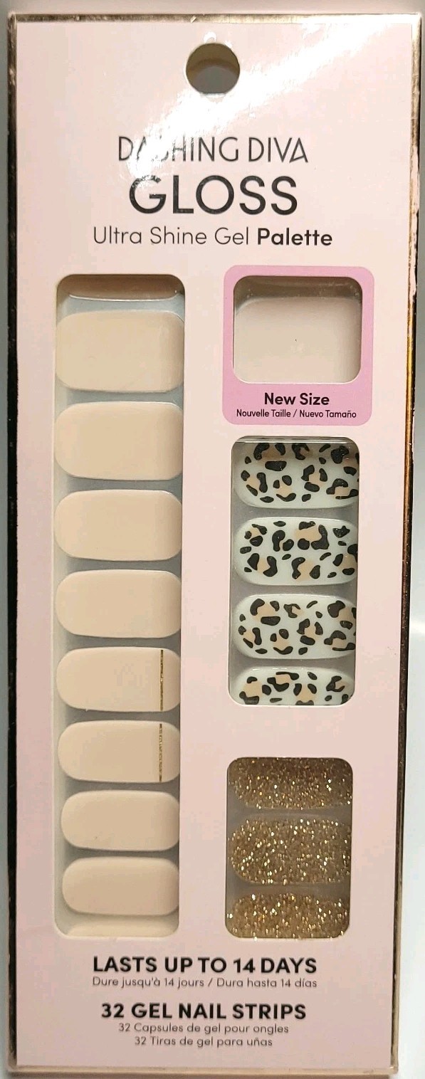 Dashing Diva Nail Strips Gloss Ultra Shine Gel Cheetah Licious 32 Nail Strips