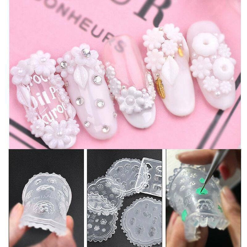 3D Nail Art Silicone Mold DIY Tools Stamper Carving Acrylic UV Gel Tips Stamping