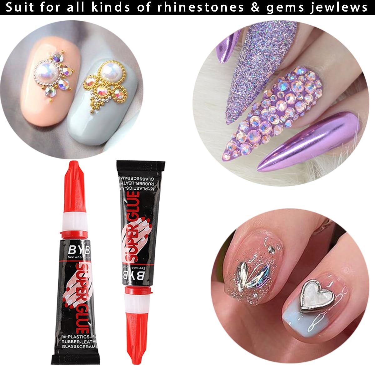 Professional Nail Glue for Acrylic Nails Long Lasting 2 Pack