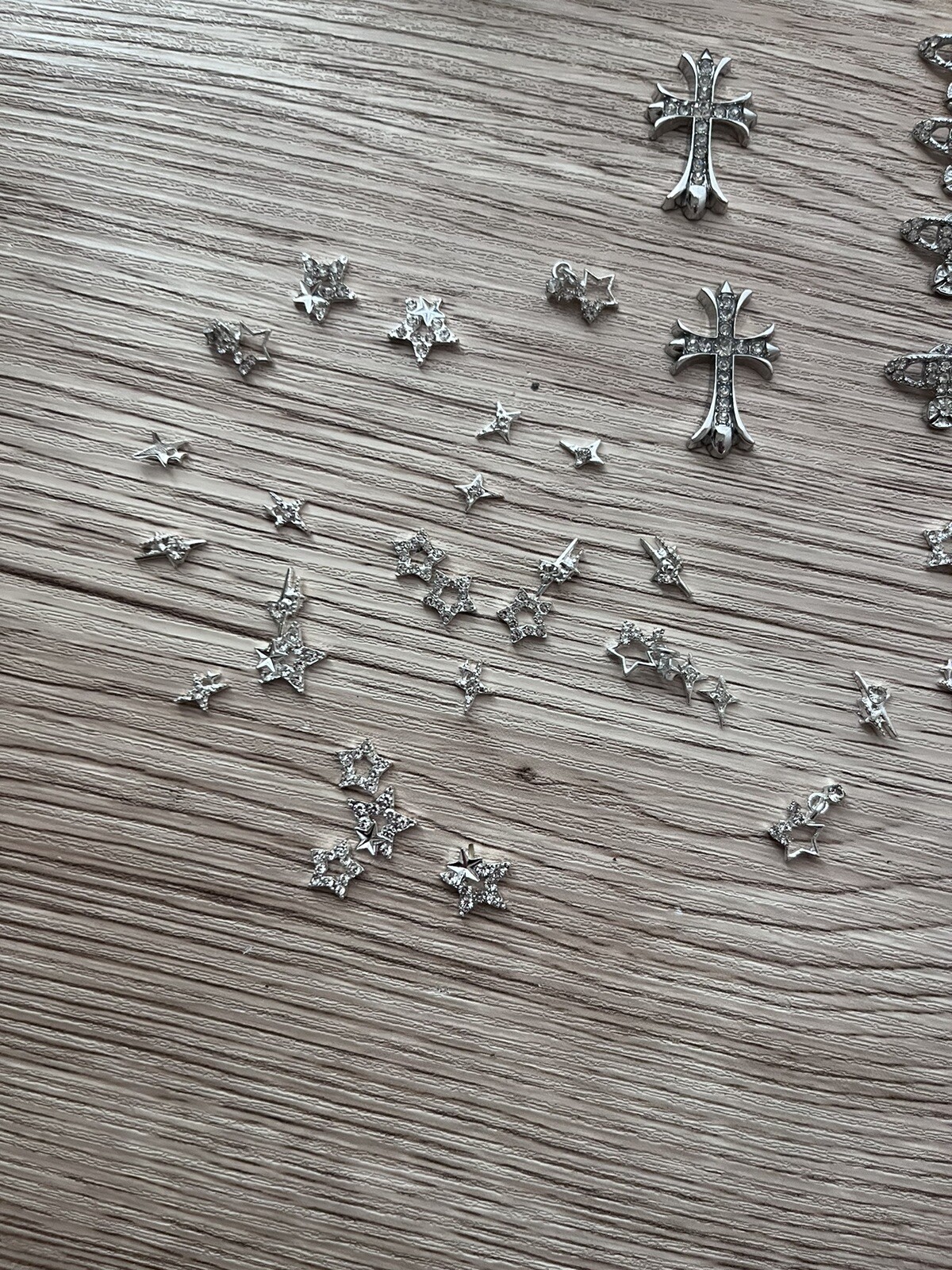 42PCS 3D Star Nail Charms and Gems Silver Tone, Rhinestones for Nails NEW