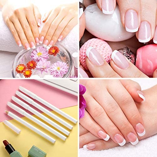 3 Pcs White Nail Pencils 2-in-1 French Manicure with Cuticle Pusher