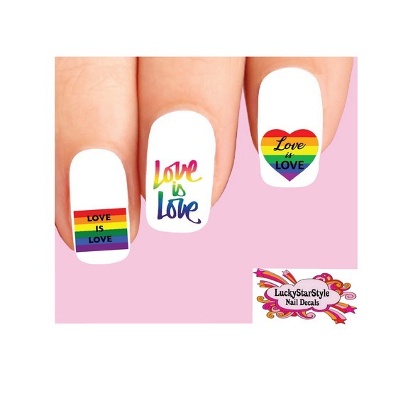 Waterslide Nail Decals Set of 20 – Love is Love Rainbow Assorted