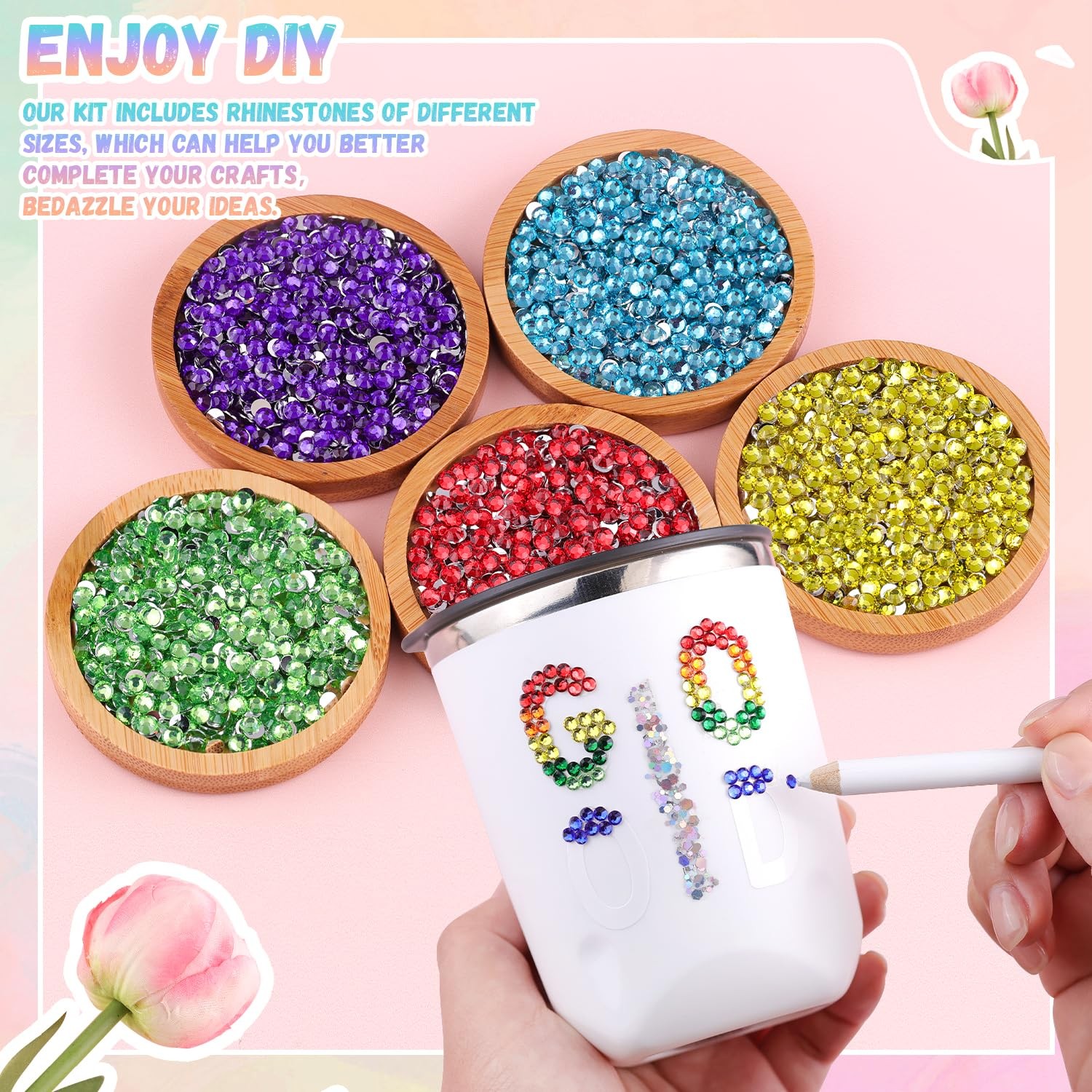 12600Pcs Resin Rhinestones for Bedazzling with 3Pcs B7000 Jewelry Glue, Multi…