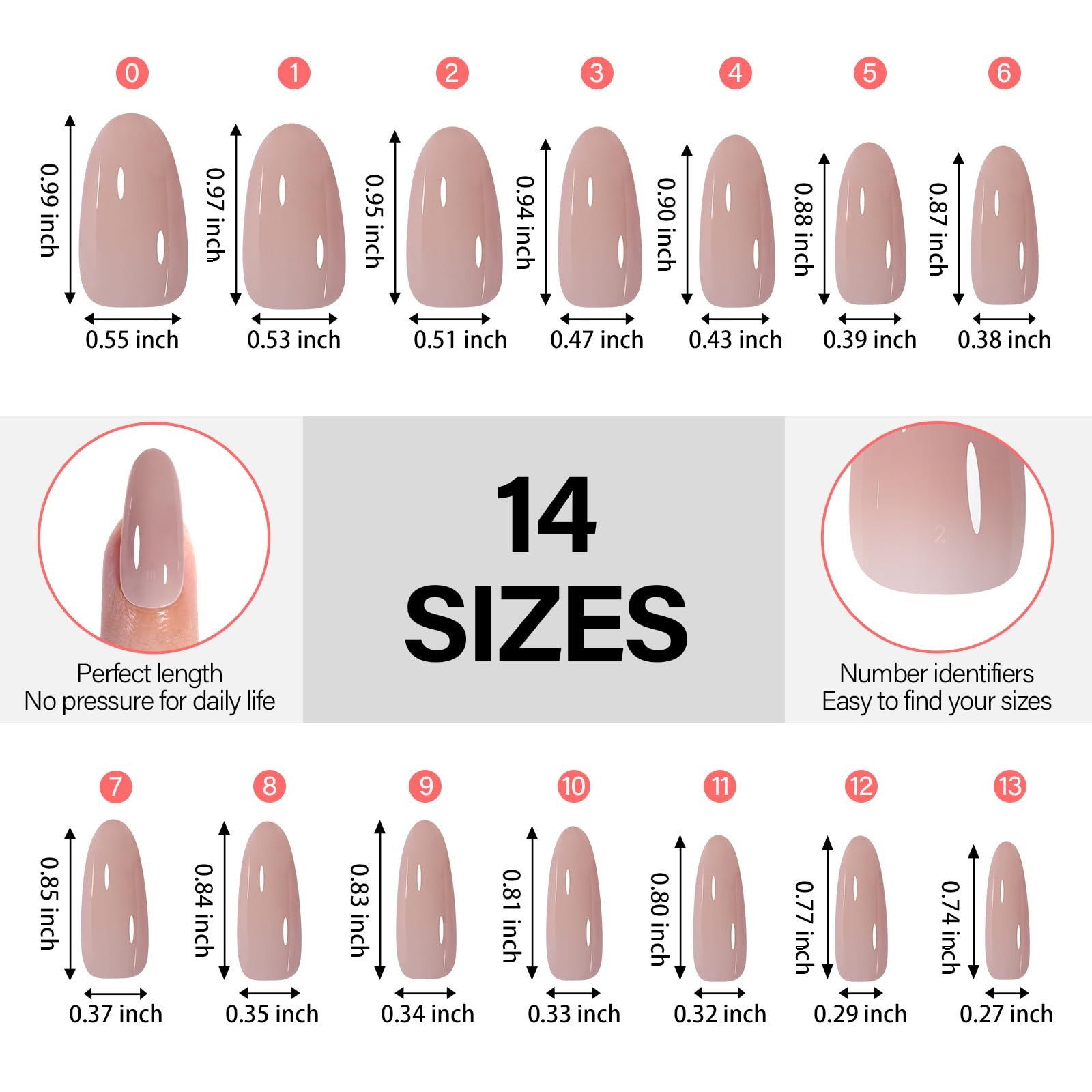 AILLSA Medium Gel Nail Tips Oval Shape 5 Natural Oval,
