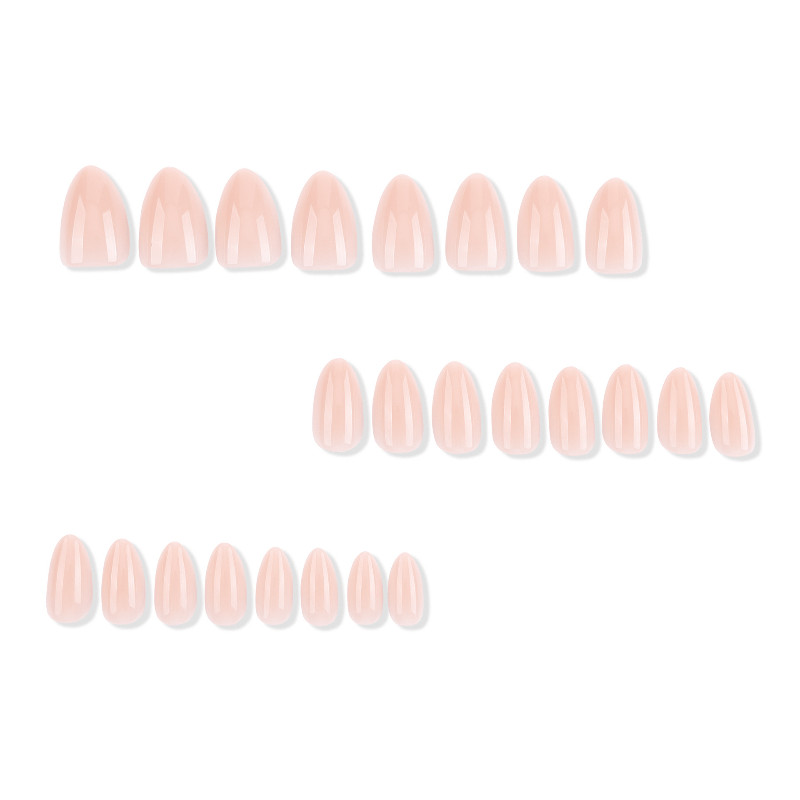 48 Pcs Nude Pink Press on Nails, Medium Almond Solid Glossy Elegant Fake Nails