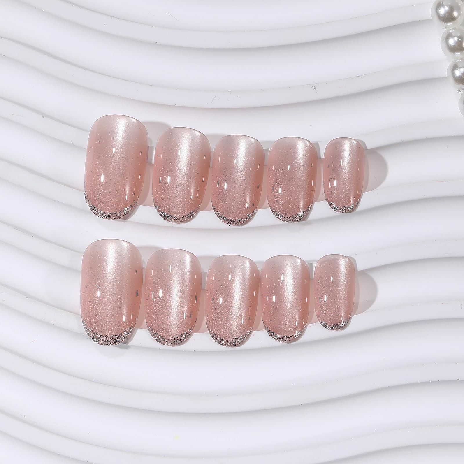 Jellyqueen Press on Nails Short Square Bare pink French
