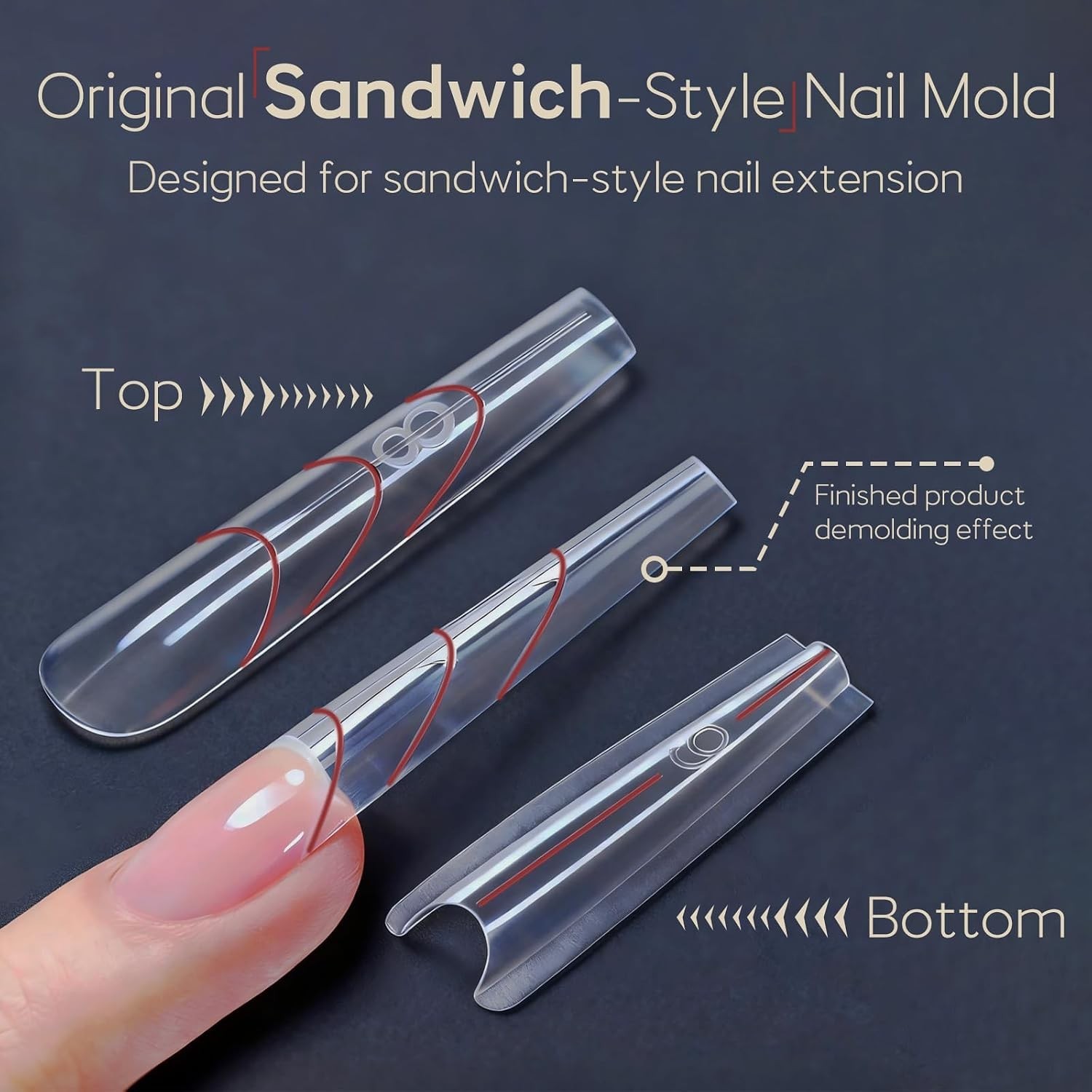 Sandwich Nail Dual Forms Builder Gel 240Pcs Coffin Nail Extension Kit Beginner