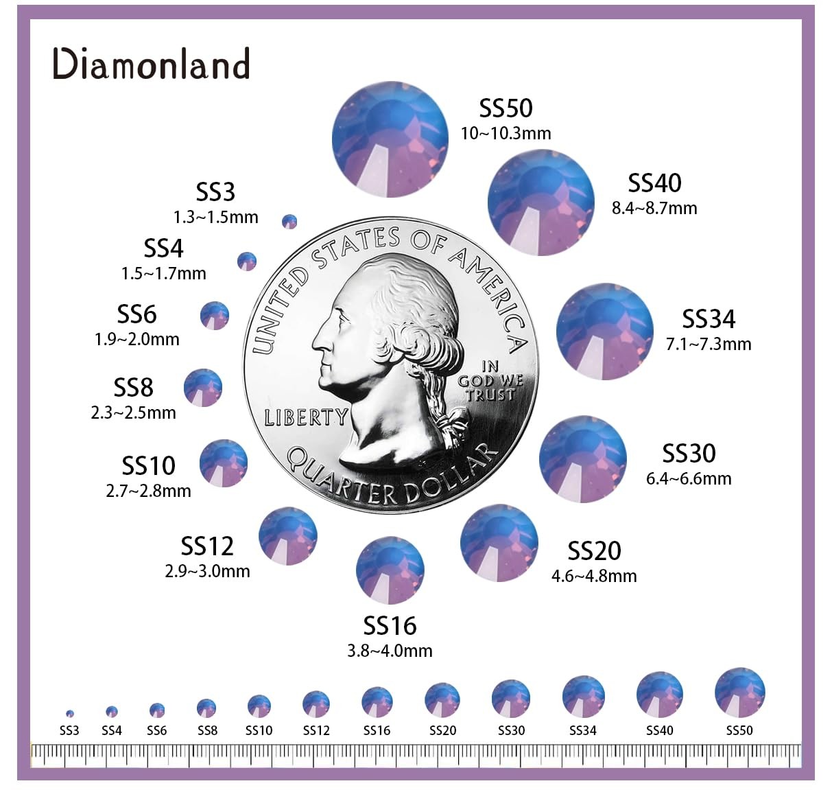 Diamonland Flatback Glass Crystal Rhinestones Rounds Gems for Bedazzling Nail…
