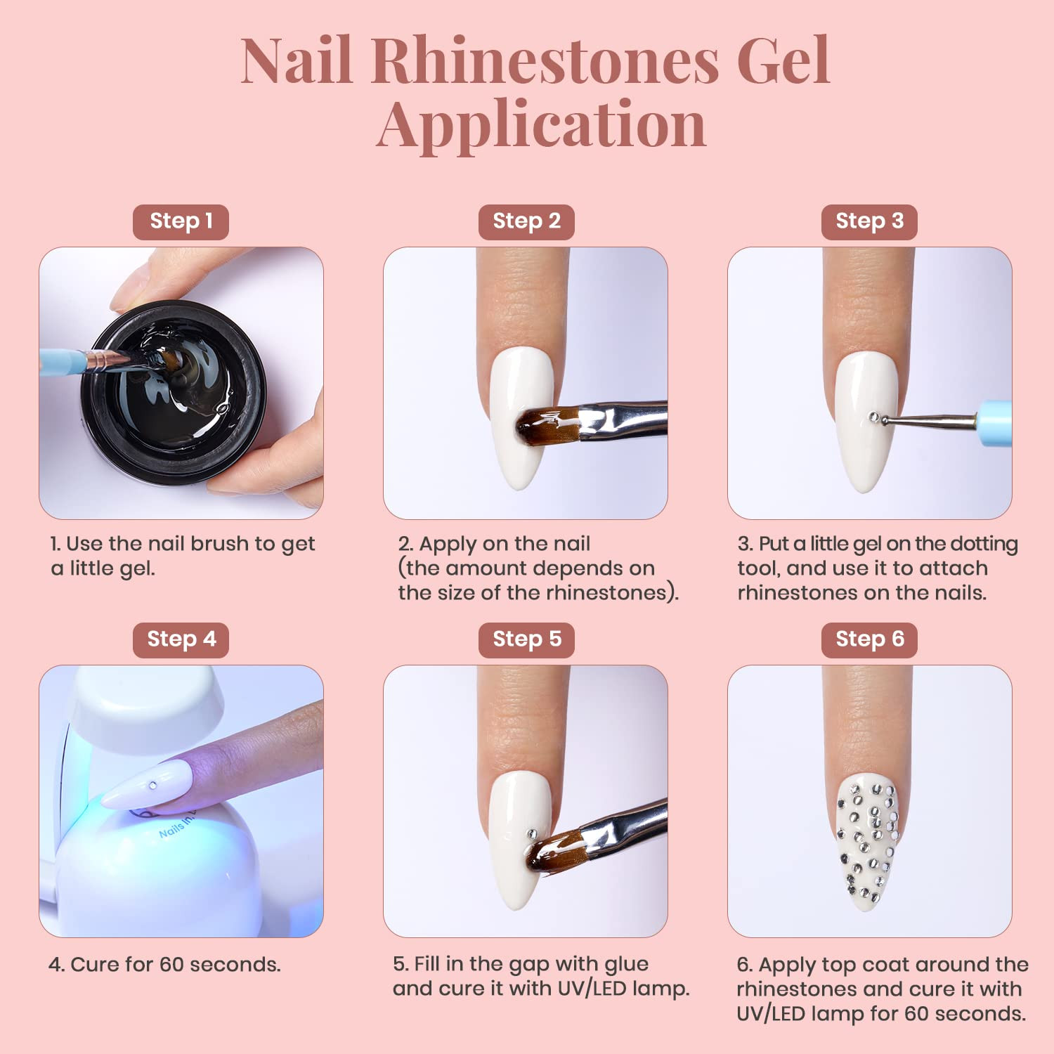 Beetles Rhinestone Glue for Nails with 2 Dual Purpose Brush Pen, 1Pcs 15Ml Nail