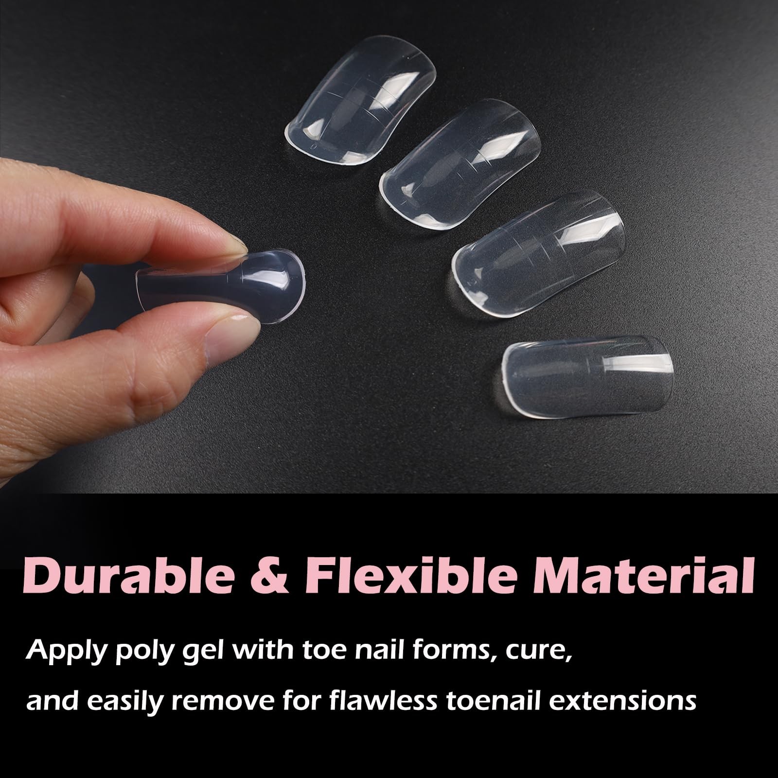 300pcs Toe Nail Dual Forms for Poly Gel Toenail Extension, Reusable Full Cove…