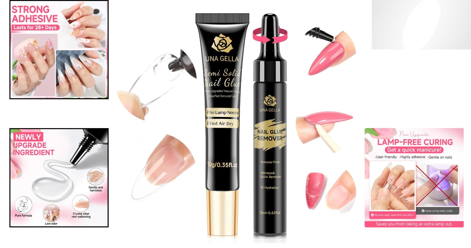 All-in-One Nail Glue (10ml) & Remover (12ml) Kit – Easy Application & Removal