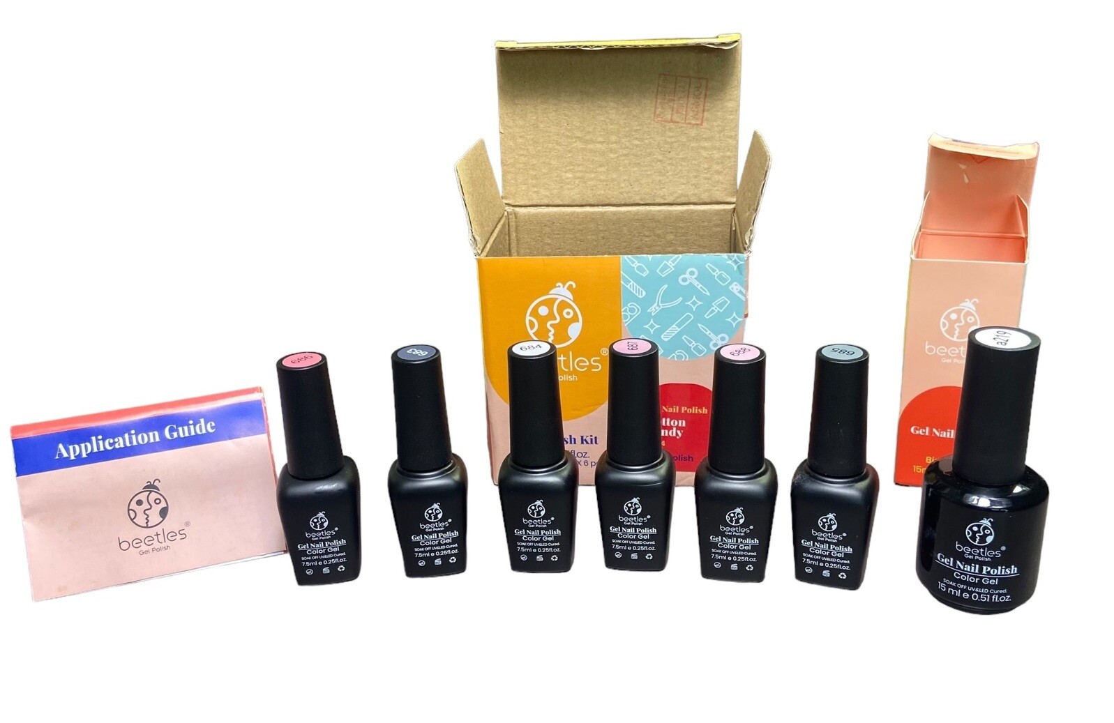 Beetles 7 Gel Nail Polish Cotton Candy 45ml e 1.5floz Big Bottle 15ml e 0.51floz