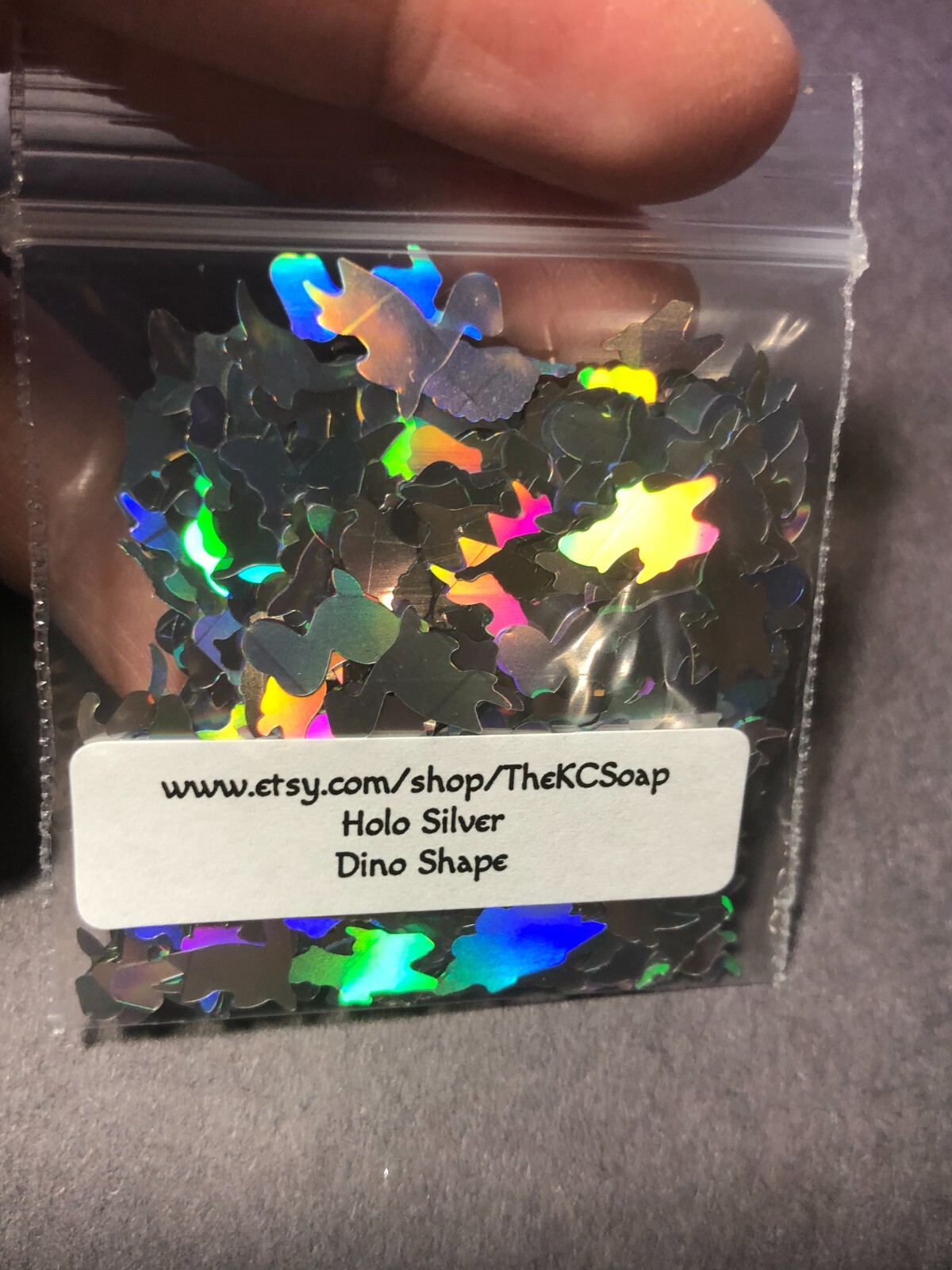 50g Solvent Resistant DINO shape Glitter HOLO SILVER Nail ART Craft