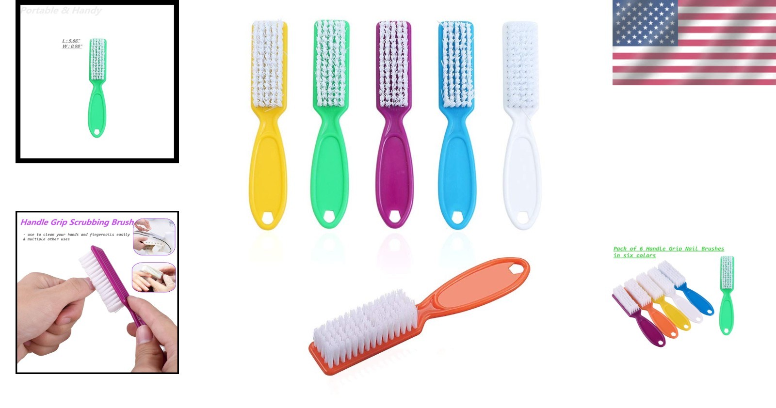 Portable 6-Pack Nail Cleaning Brushes with Easy Grip – Your Nail Care Essential