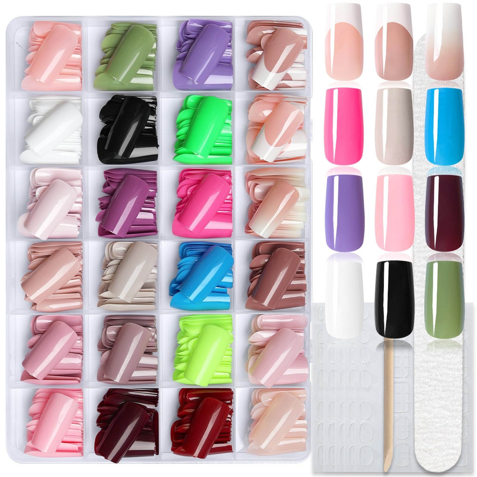 Long Press on Nails Square, 576PCS Square Press on Nails Long Fake Nails Full…