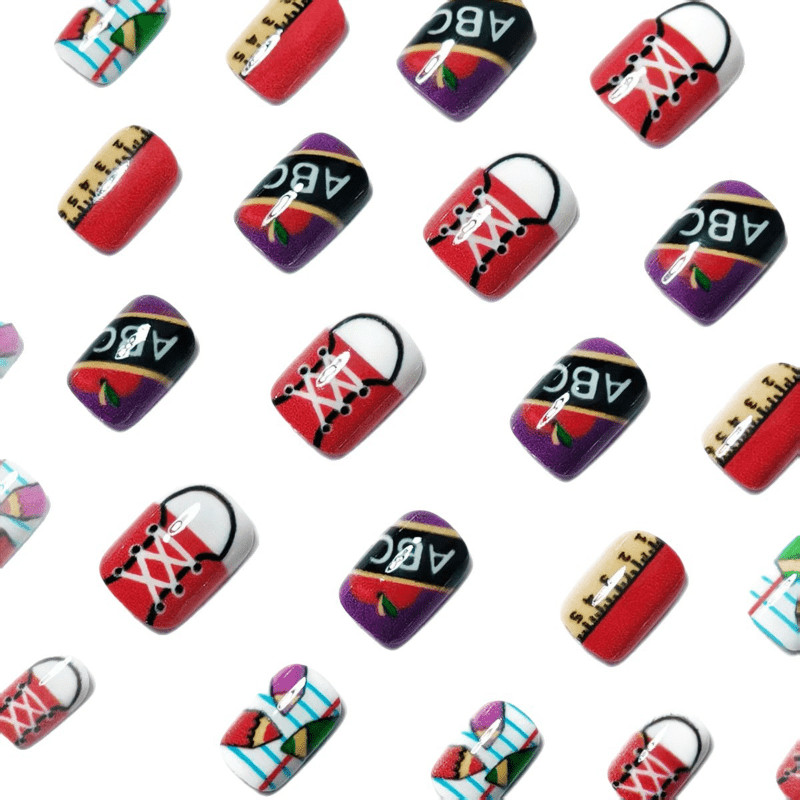 48 Pieces of Short Square A-level Campus Stationery, Wearing Armor, Nail Art