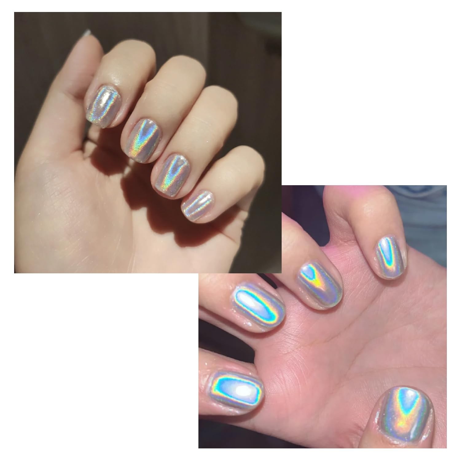 Laser Mirror Nail Powders Holographic Chrome Nail Powder Effect Metallic Dust…