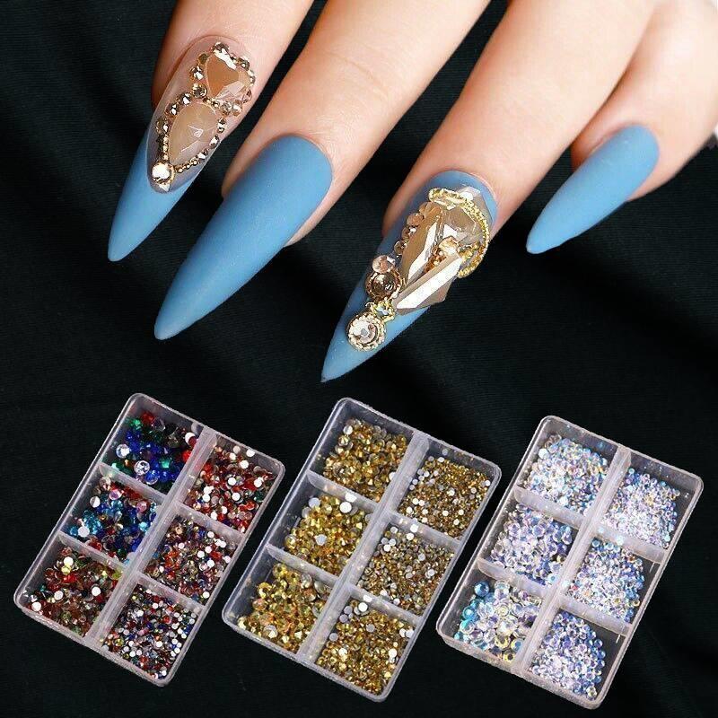 Shiny 3D Rhinestones AB Flat Back Stones Nail Art Decor Gems Diamond Mixed Size