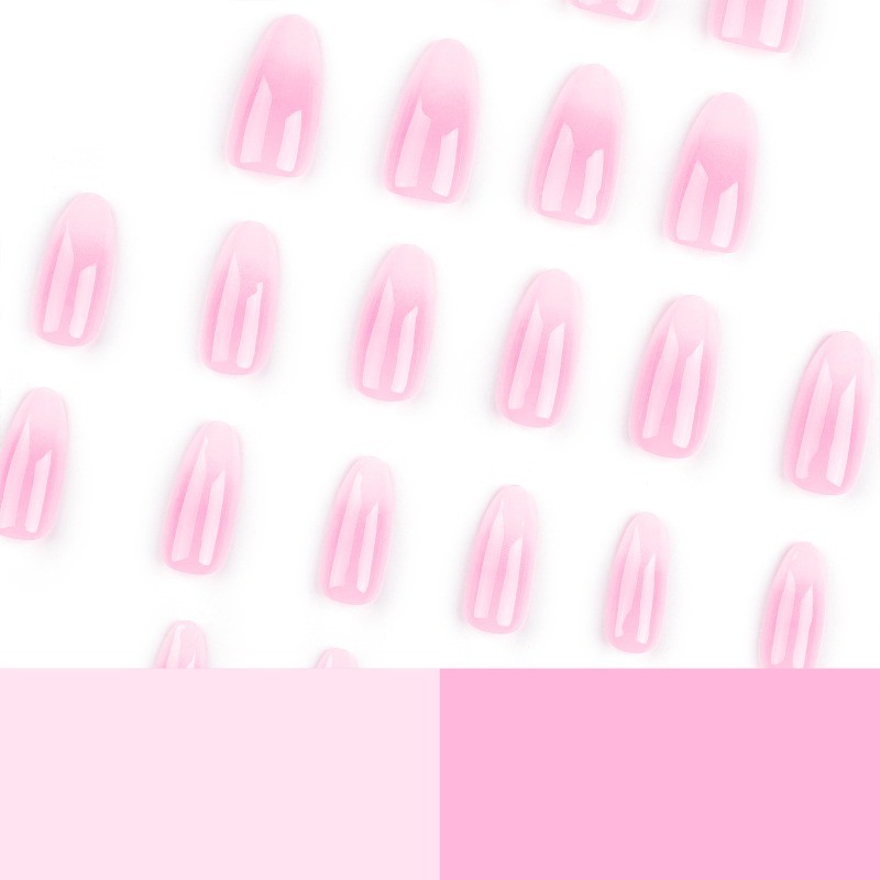 48Pcs-Baby Pink Ombre Press on Nails Medium Almond Nail Gloss Gradient Finish