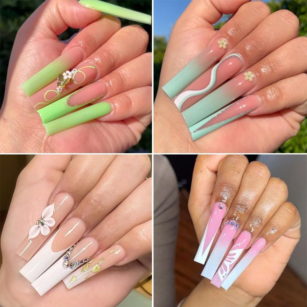 240pcs Half Cover Clear Acrylic False Nails – Customizable C Curve French Tips