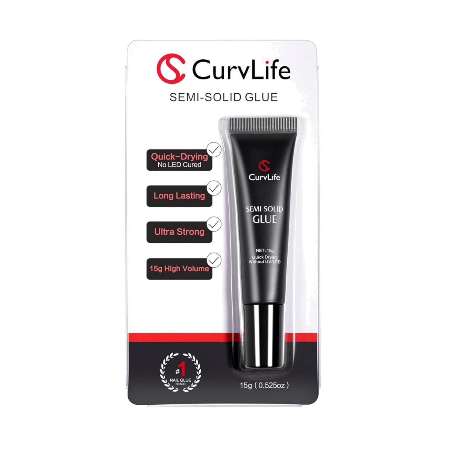 Water-Resistant 15g Nail Glue Gel – Strong Hold, No Lamp Required for Easy Use