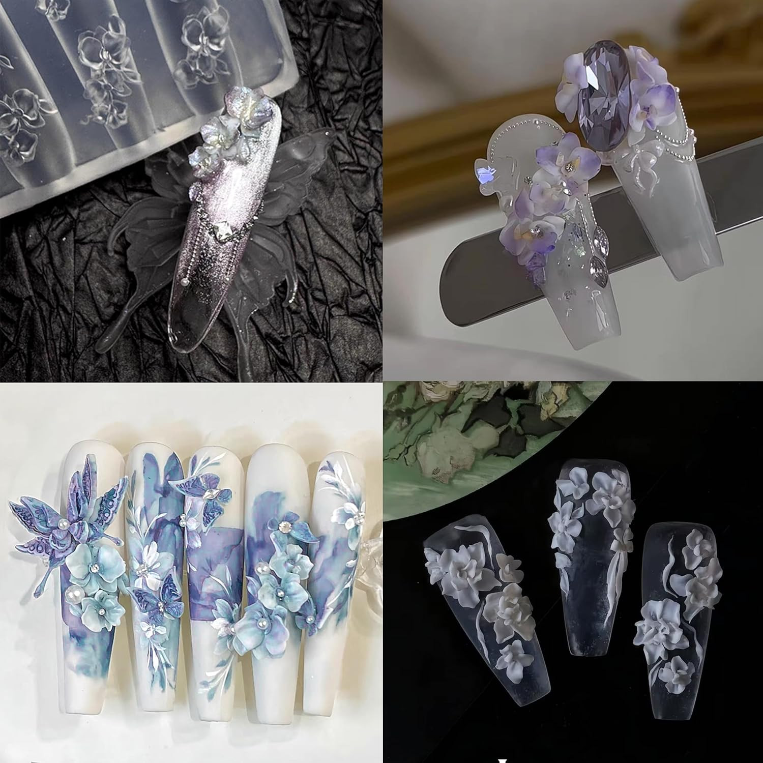 Silicone 3D Flower Nail Art Molds for DIY Manicure and Design