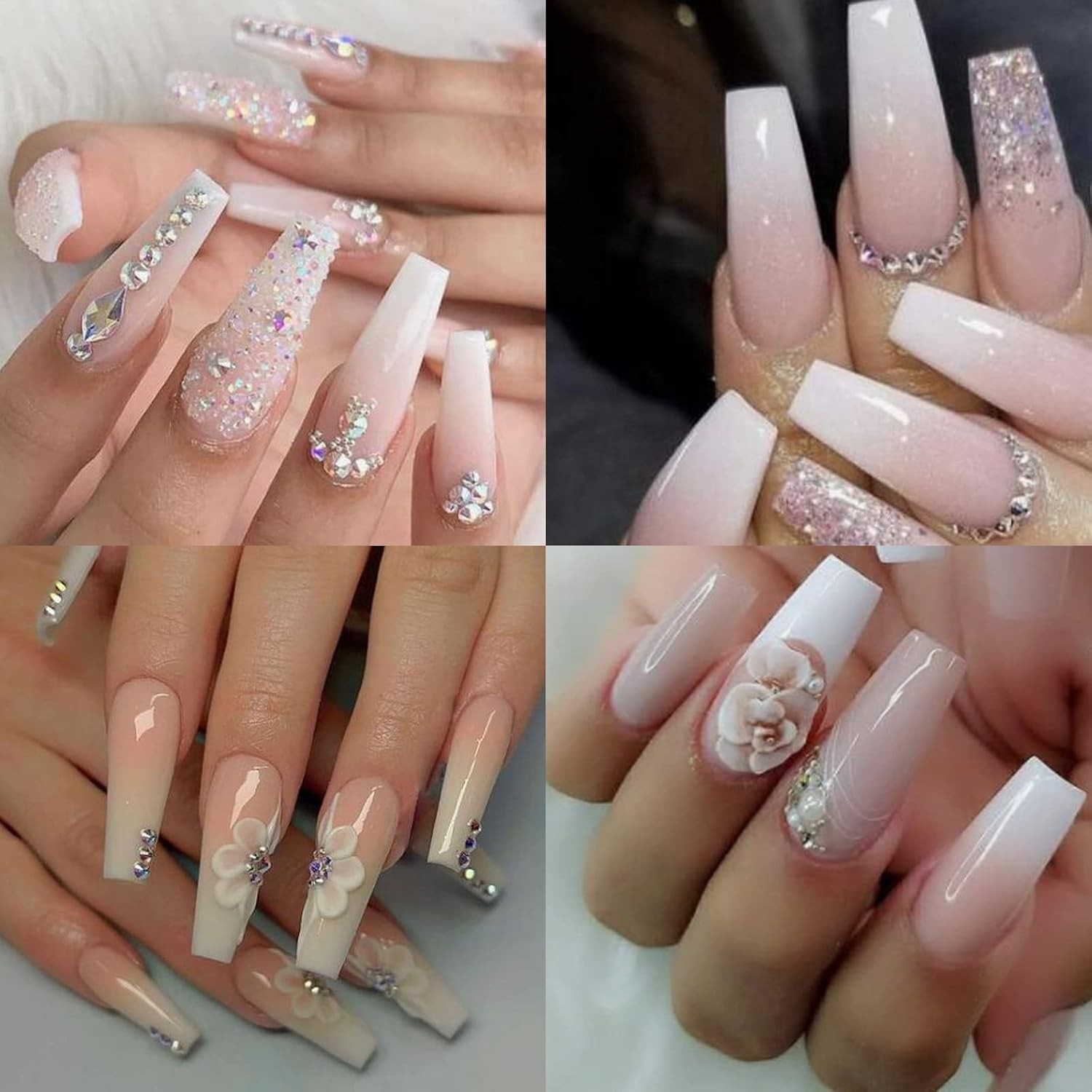 100PC Coffin Press-on Nails Nude Medium Acrylic Tips, Ballerina Style, Full C…