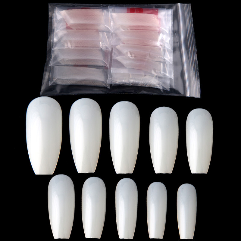 100/600/1200 Pcs Long Coffin Full Cover False Nail Tips Press on Nails – Jargod