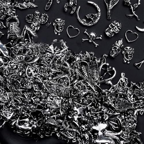 50 Pcs Halloween Nail Charms Retro Alloy Bat Snake Skeleton Nail Halloween-2