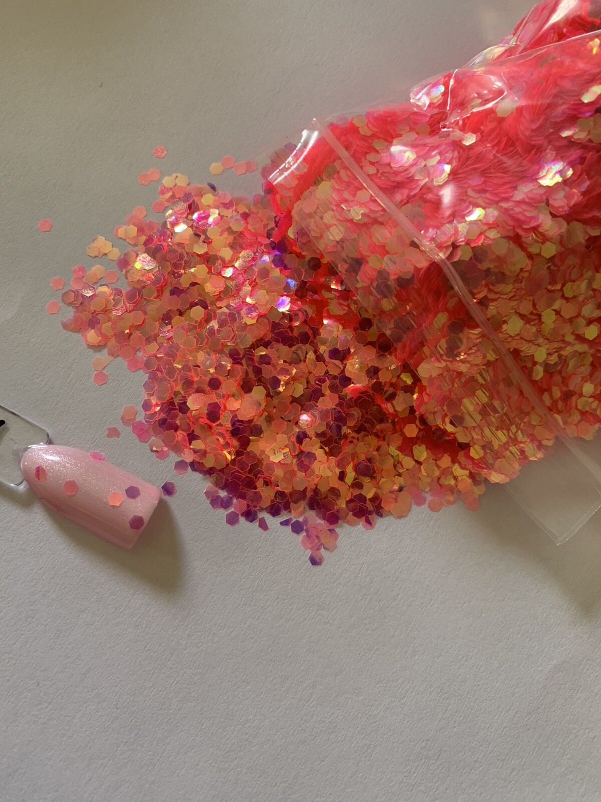 Iridescent Pink Hexagon Shape Nail Glitter 1TSP