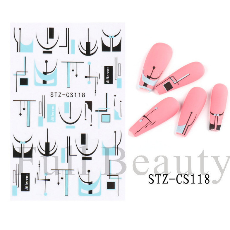 3D Holographic Geometric Lines Nail Sticker Decal DIY Nail Art Decoration NS7