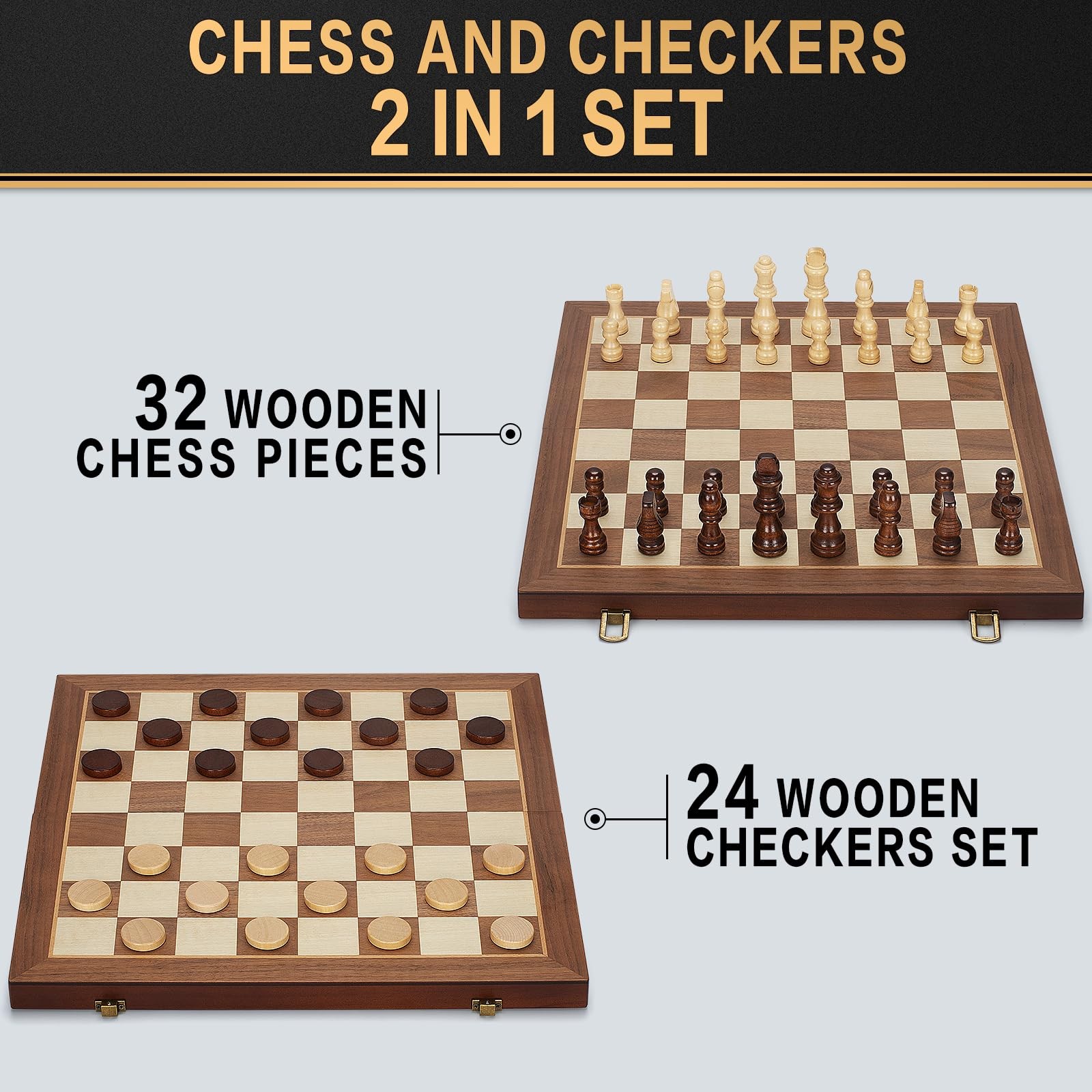 2 in 1 Magnetic Wooden 15×15 inches unfolded, 15×7.5 folded, Brown