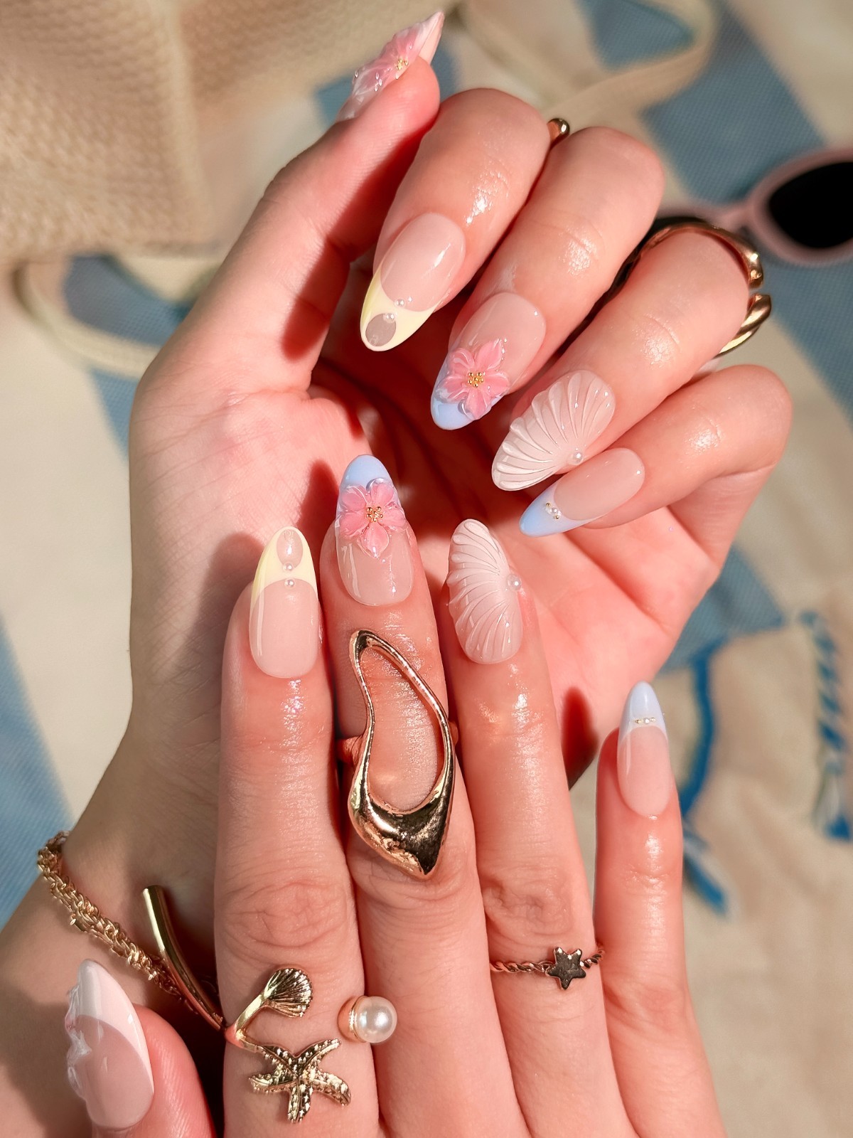 🌙 Luna Nails【Pearl Lagoon】Press-On Nails | Handmade Reusable 10-Piece Set