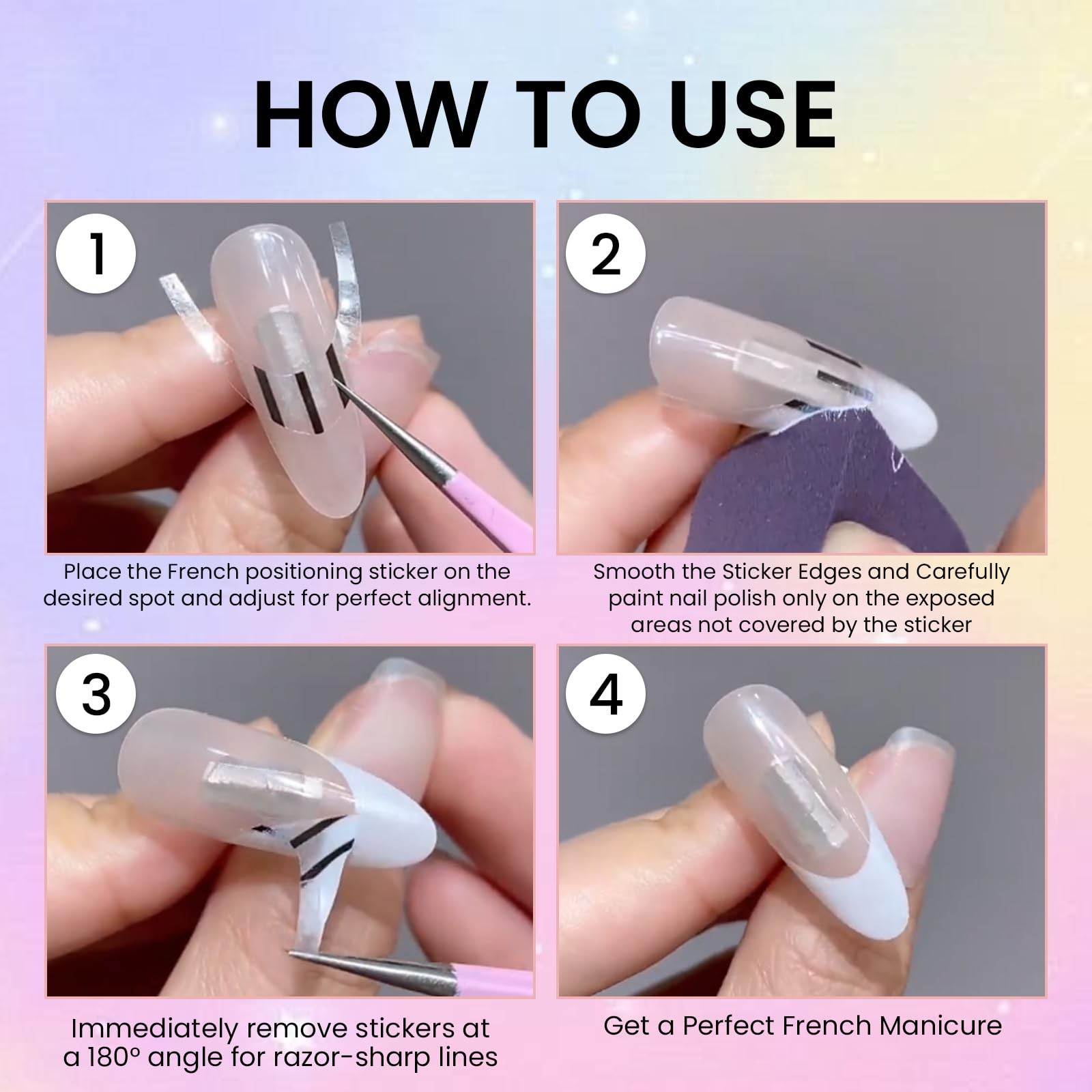 10 Sheets French Tip Guide Stencil for All Nail Shapes French Manicure Strips…
