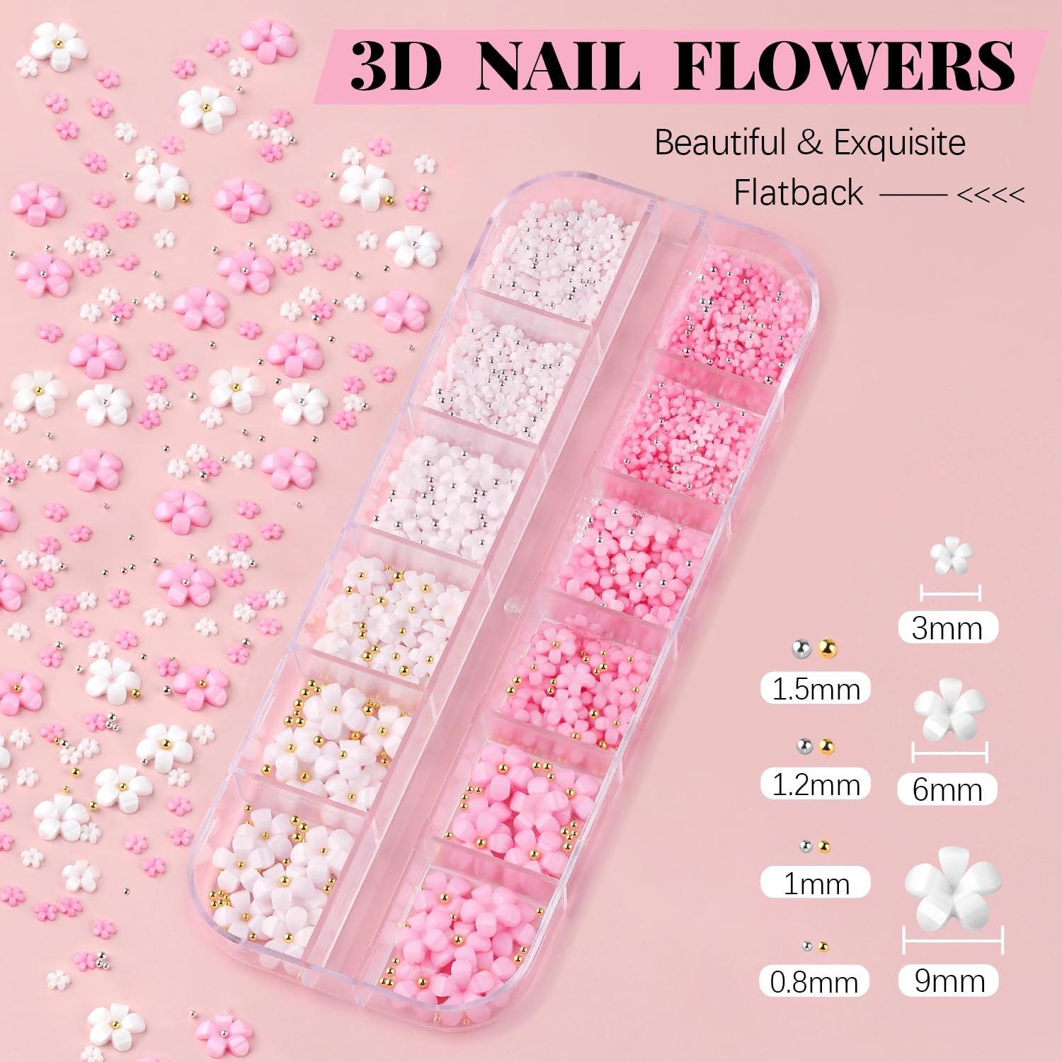 3D Flowers Nail Charms and Gems Nail Flowers with Rhinestone Glue Gel