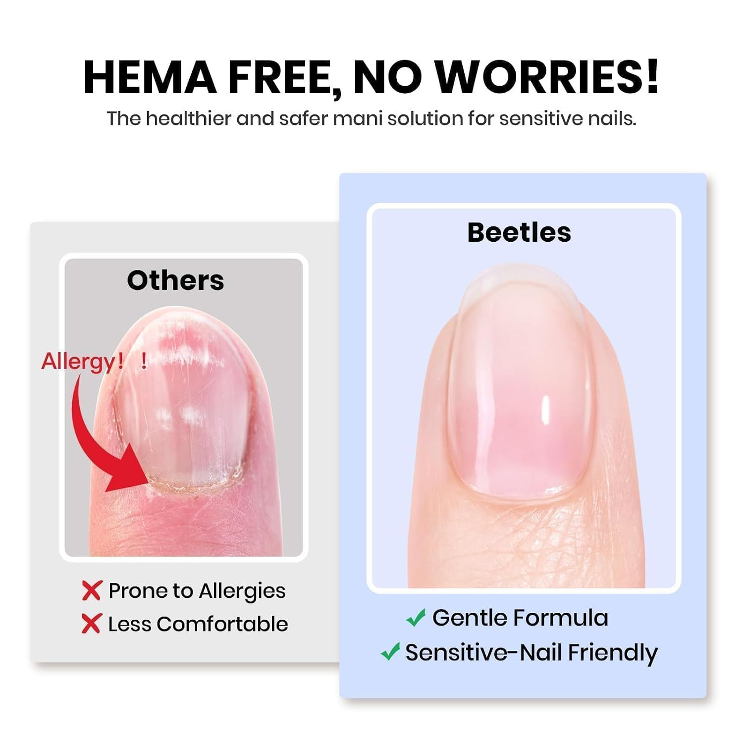 Beetles Hema Free Nail Glue Gel, 10Ml TPO Free UV Nail Glue | Super Strong for A