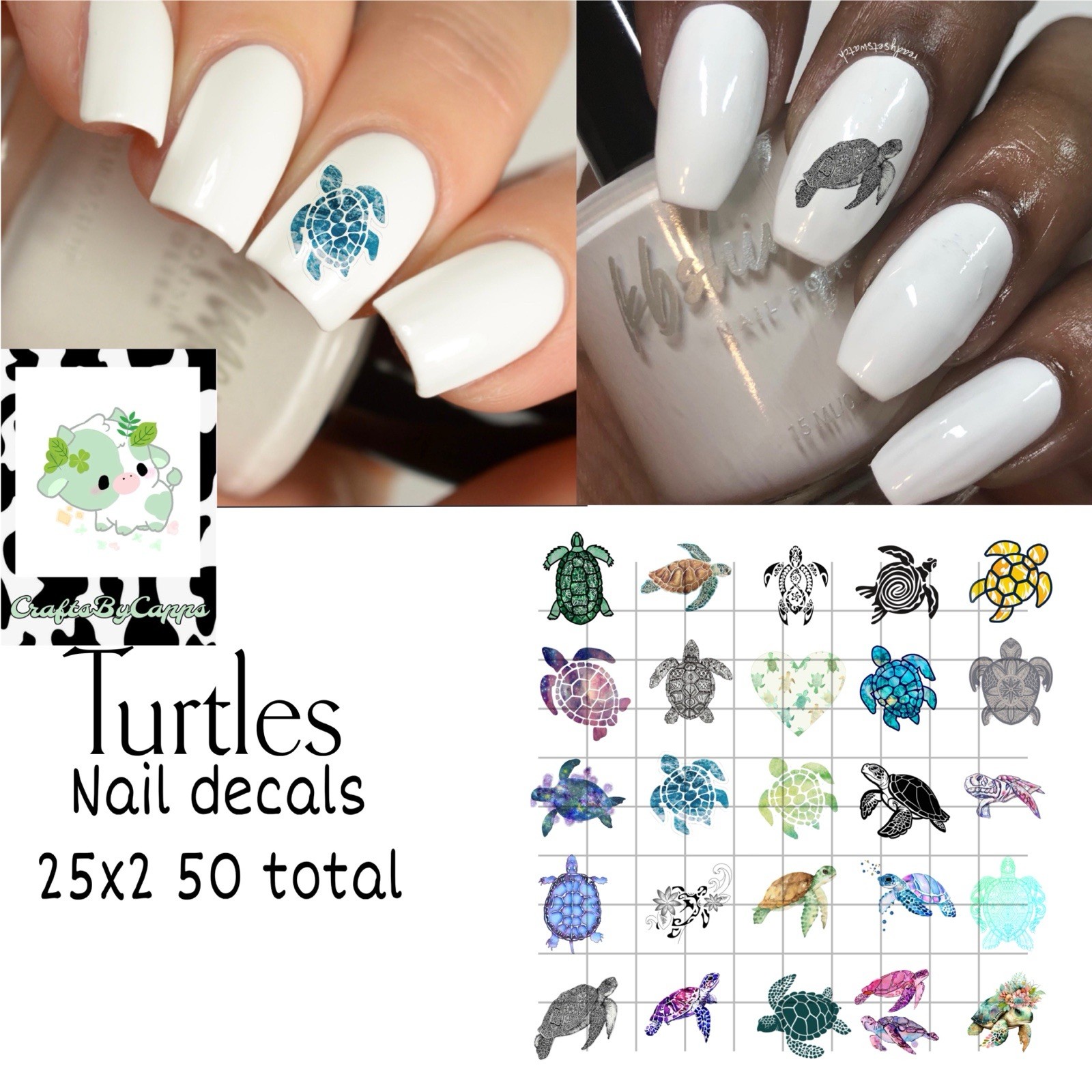 Turtle Nail Decals Set Of 50